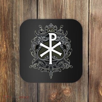 Christogram Jesus Christ Symbol Chi Ro Alpha Omega Catholic Coaster