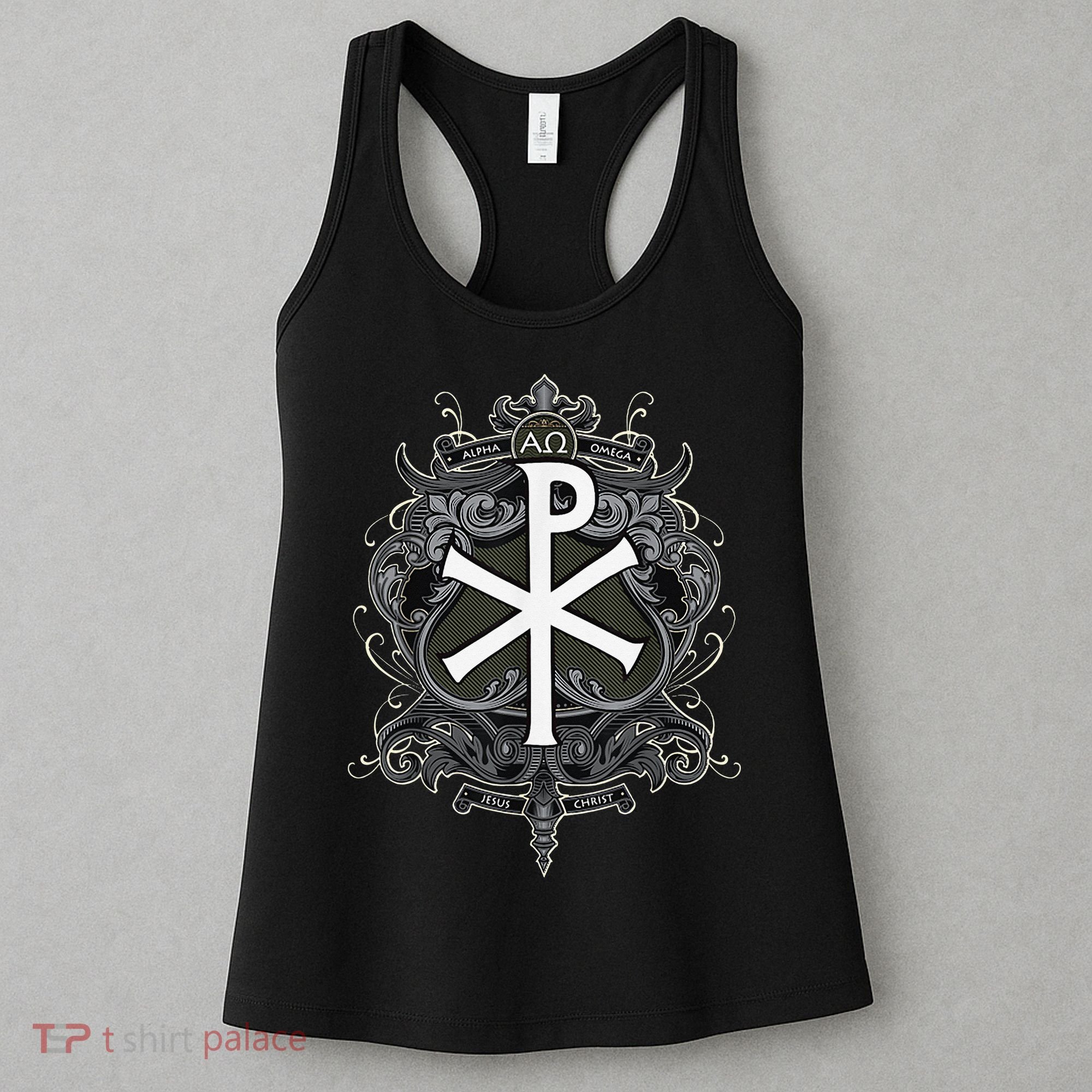 Christogram Jesus Christ Symbol Chi Ro Alpha Omega Catholic Women's Tank Top