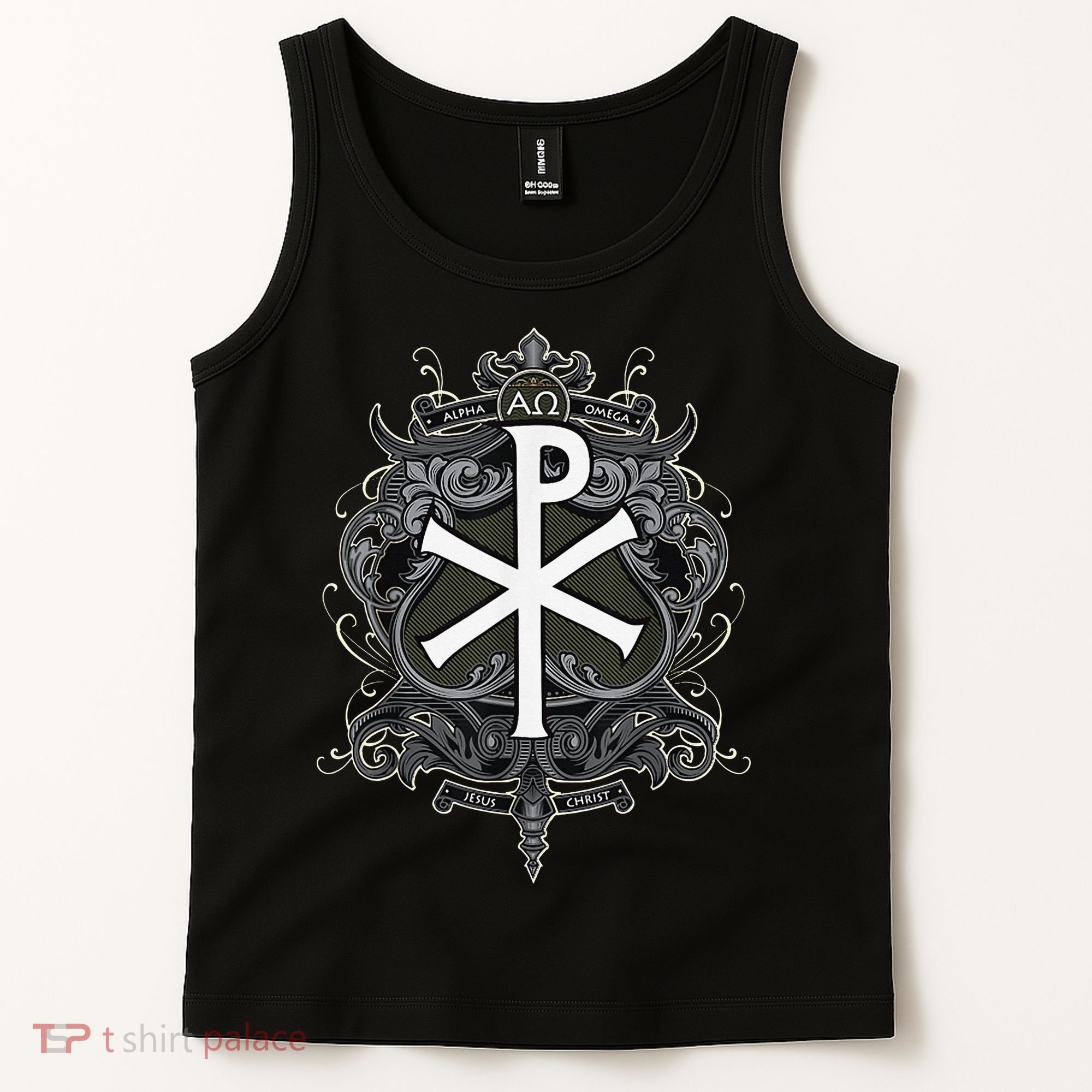Christogram Jesus Christ Symbol Chi Ro Alpha Omega Catholic Tank Top