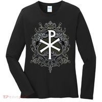 Christogram Jesus Christ Symbol Chi Ro Alpha Omega Catholic Women's Long Sleeve Shirt thumb 0