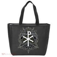 Christogram Jesus Christ Symbol Chi Ro Alpha Omega Catholic Tote Bag thumb 0
