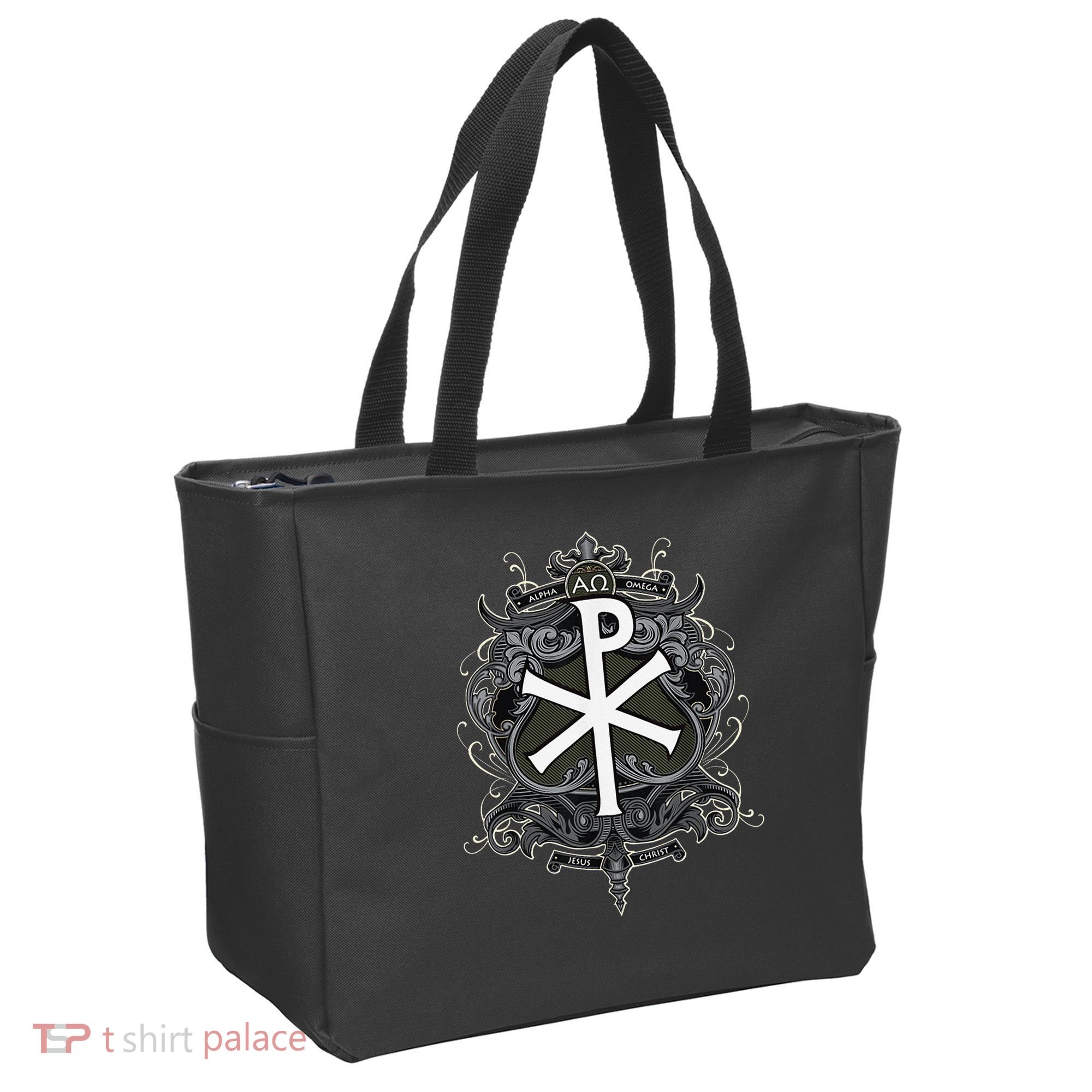 Christogram Jesus Christ Symbol Chi Ro Alpha Omega Catholic Tote Bag