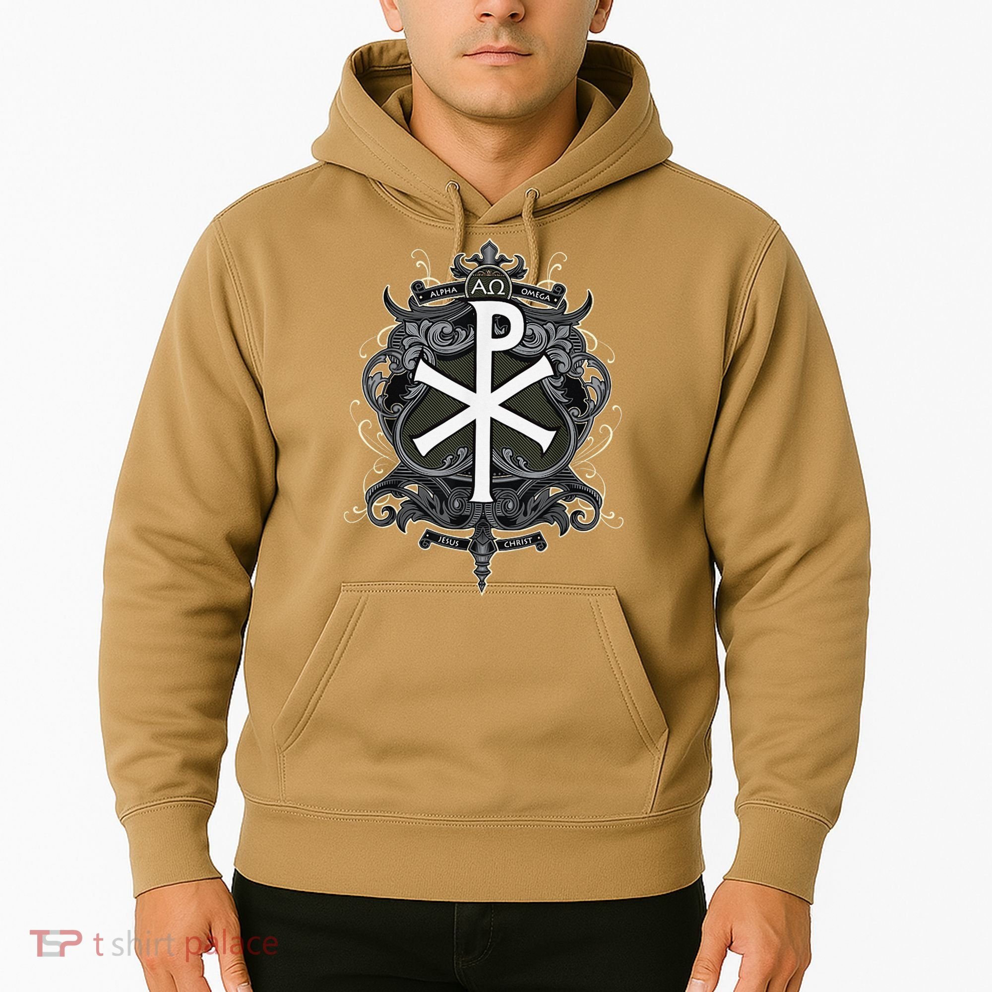 Christogram Jesus Christ Symbol Chi Ro Alpha Omega Catholic Hoodie