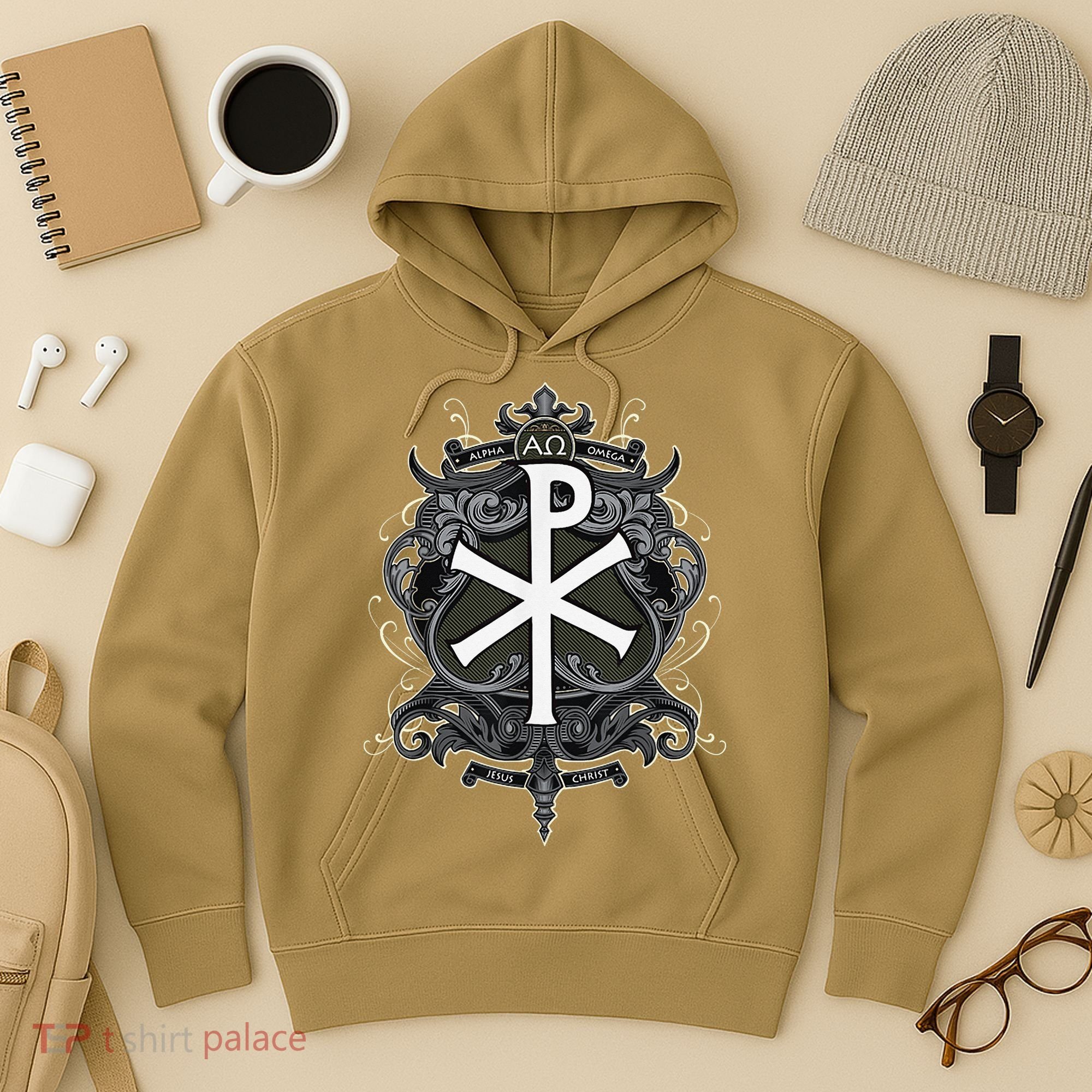 Christogram Jesus Christ Symbol Chi Ro Alpha Omega Catholic Hoodie