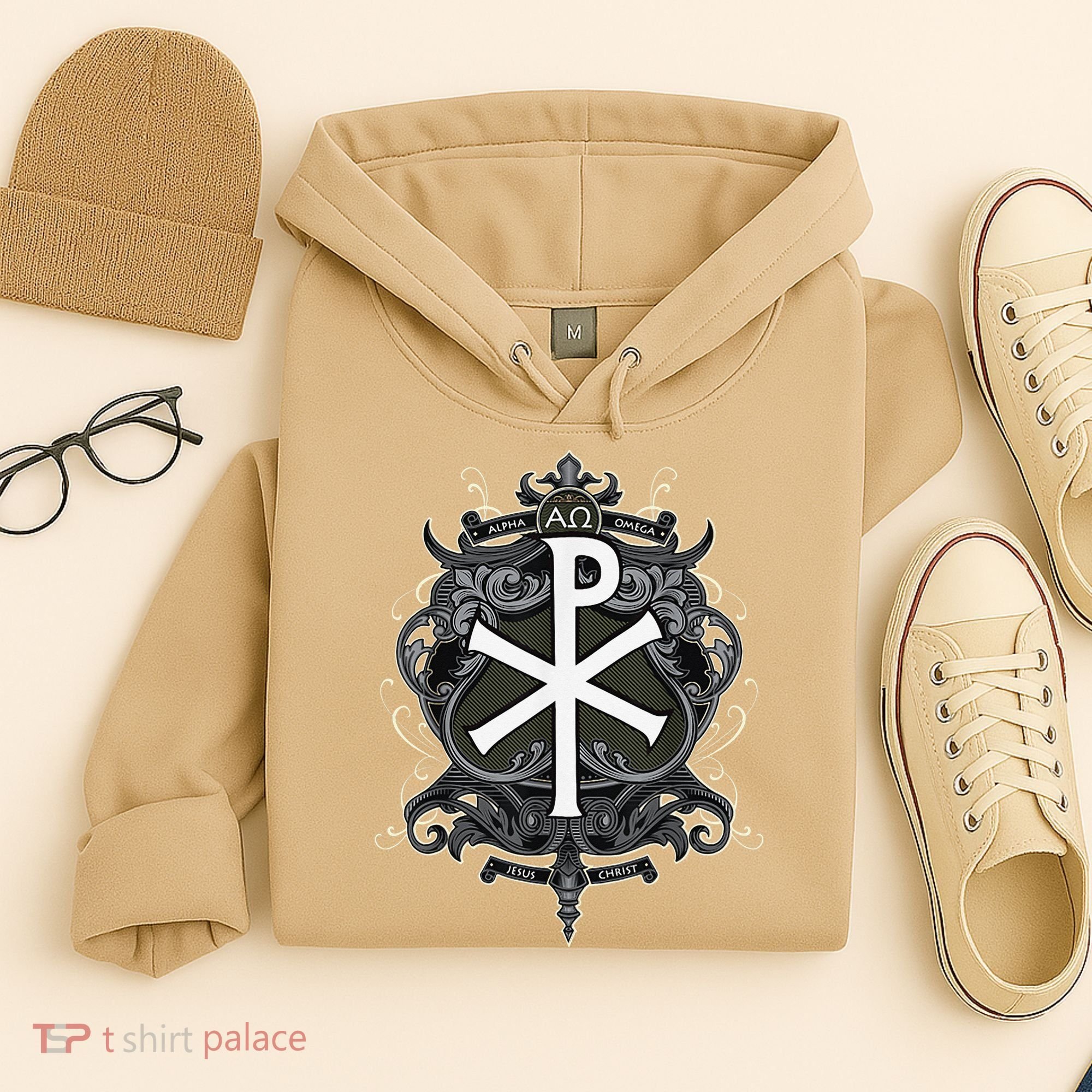 Christogram Jesus Christ Symbol Chi Ro Alpha Omega Catholic Hoodie