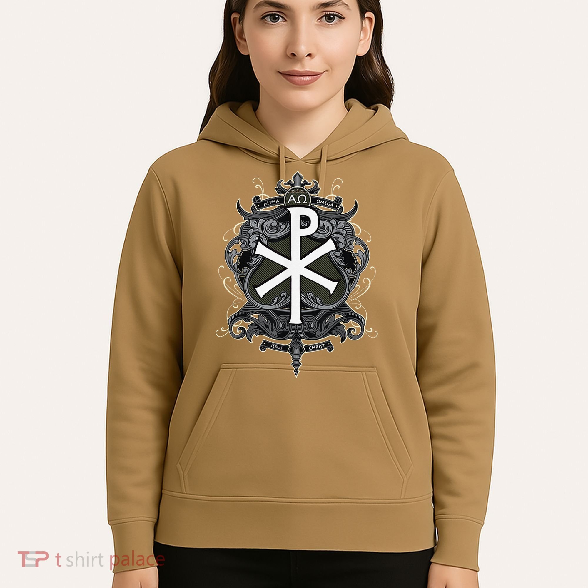 Christogram Jesus Christ Symbol Chi Ro Alpha Omega Catholic Hoodie