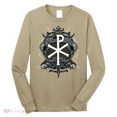Christogram Jesus Christ Symbol Chi Ro Alpha Omega Catholic Long Sleeve Shirt