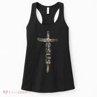 Camo Jesus Cross Women's Tank Top thumb 0