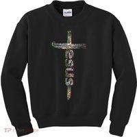 Camo Jesus Cross Kids Sweatshirt thumb 0
