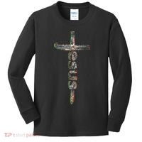 Camo Jesus Cross Kids Long Sleeve Shirt thumb 0