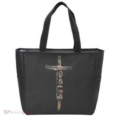 Camo Jesus Cross Tote Bag