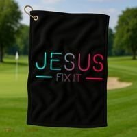 Christian Jesus Fix It Faith Filled Golf Towel thumb 1
