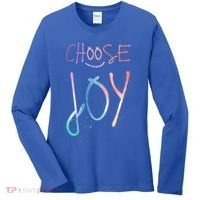 Choose Joy Gift Happy Motivational Gift Women's Long Sleeve Shirt thumb 0