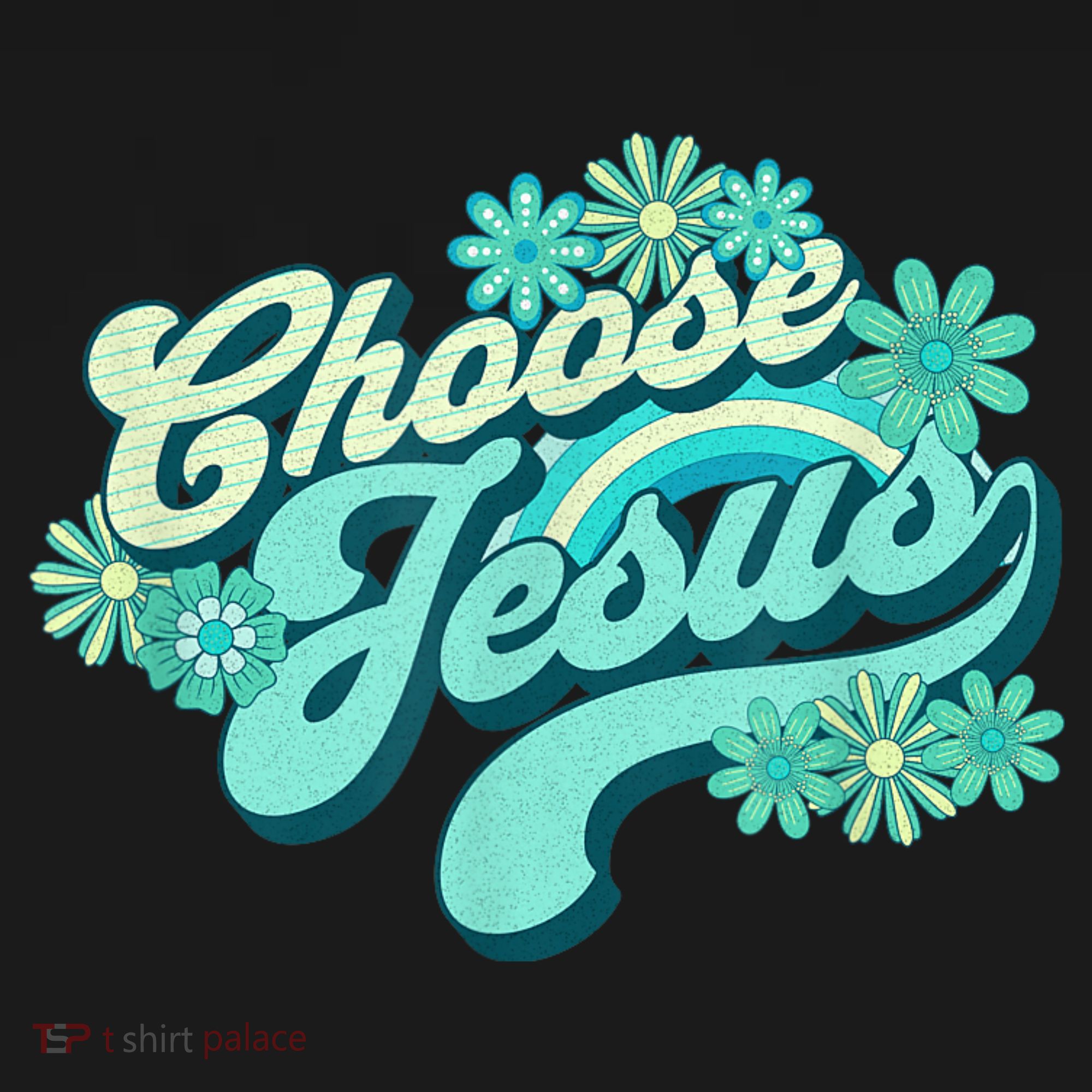 Choose Jesus Groovy Flowers Christian Retro Love Peace Cute T-Shirt