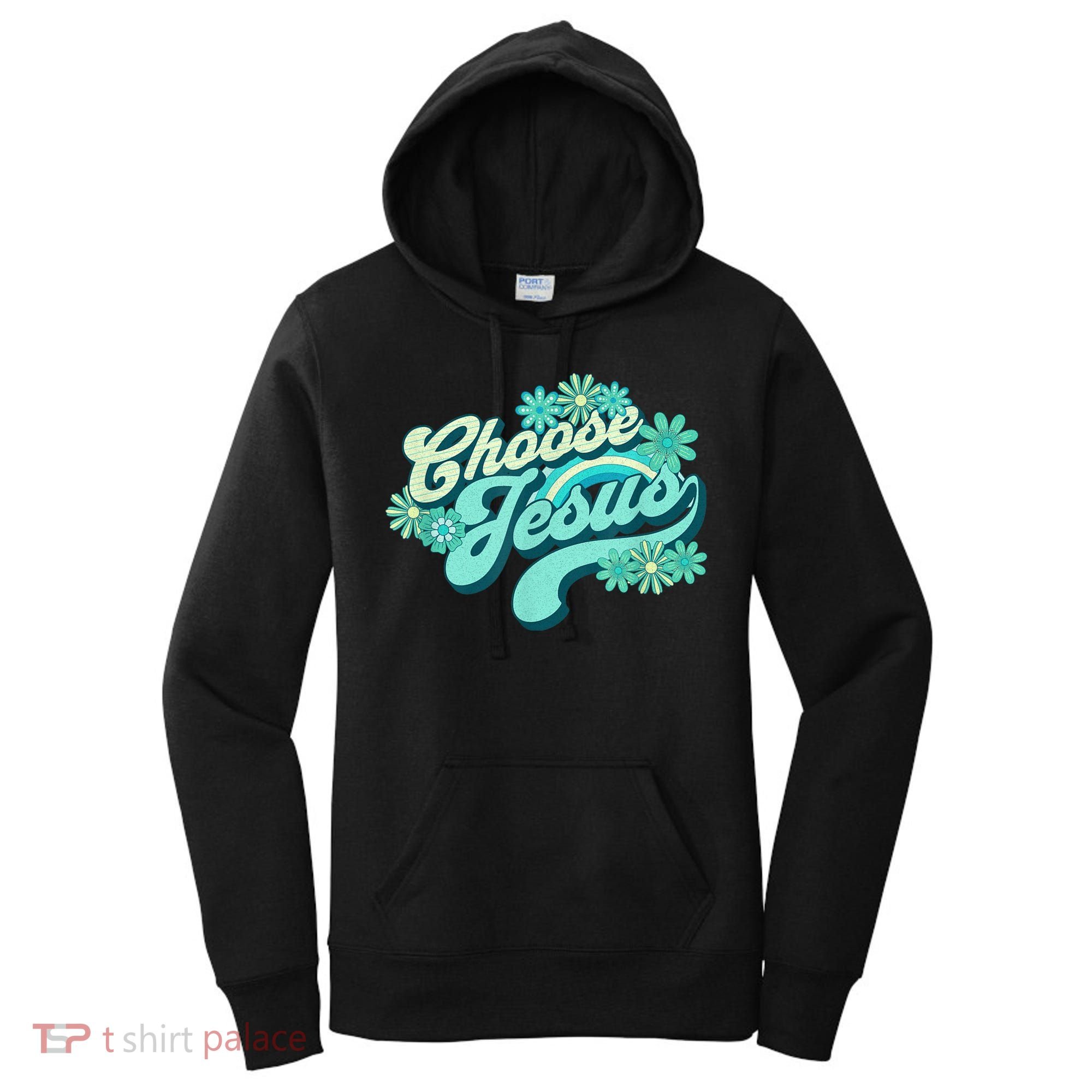 Choose Jesus Groovy Flowers Christian Retro Love Peace Cute Women's Hoodie