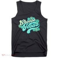 Choose Jesus Groovy Flowers Christian Retro Love Peace Cute Tank Top thumb 0