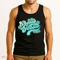 Choose Jesus Groovy Flowers Christian Retro Love Peace Cute Tank Top thumb 3