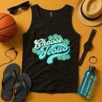 Choose Jesus Groovy Flowers Christian Retro Love Peace Cute Tank Top thumb 4
