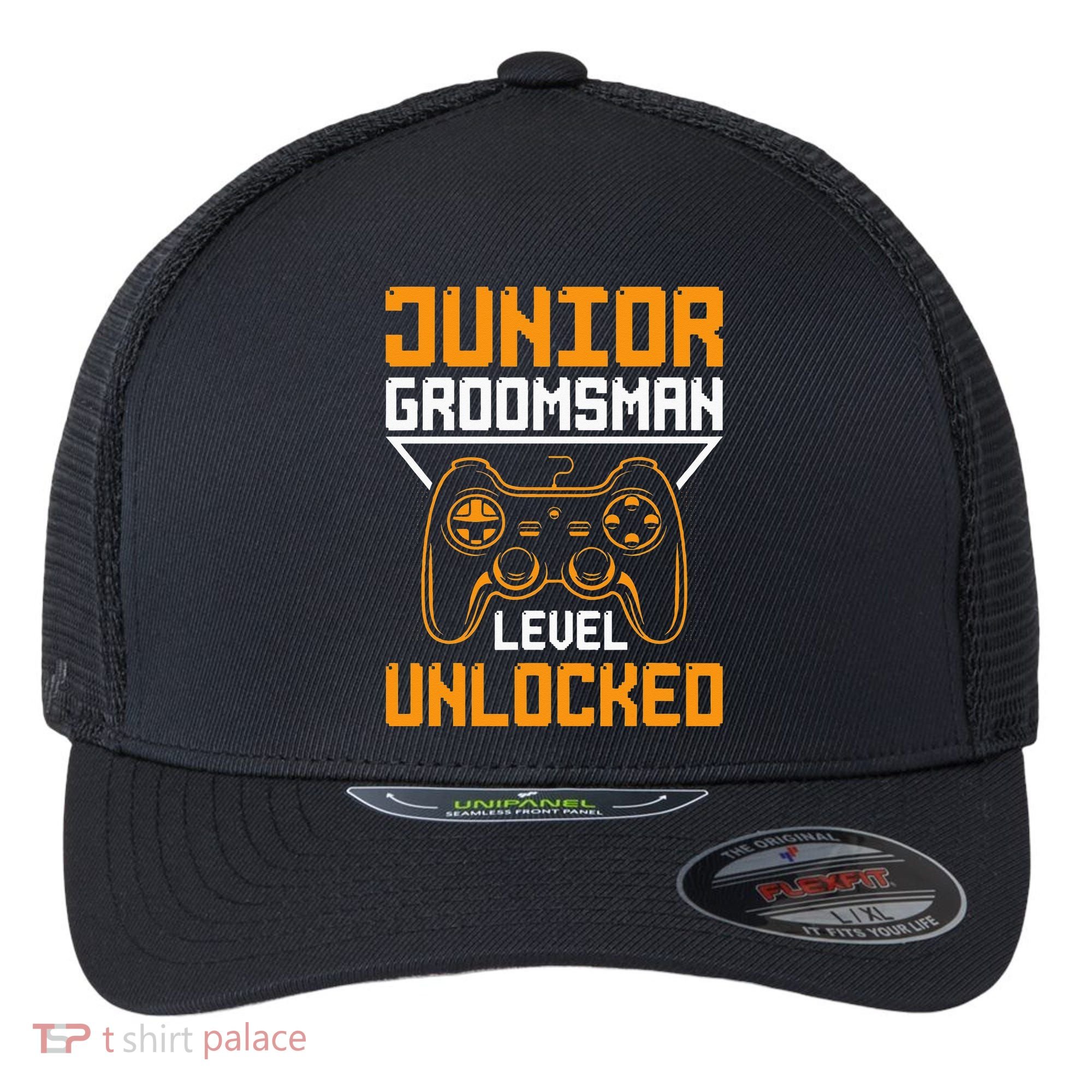 Cute Junior Groomsman Gaming Wedding Party Jr Gift Flexfit Unipanel Trucker Cap