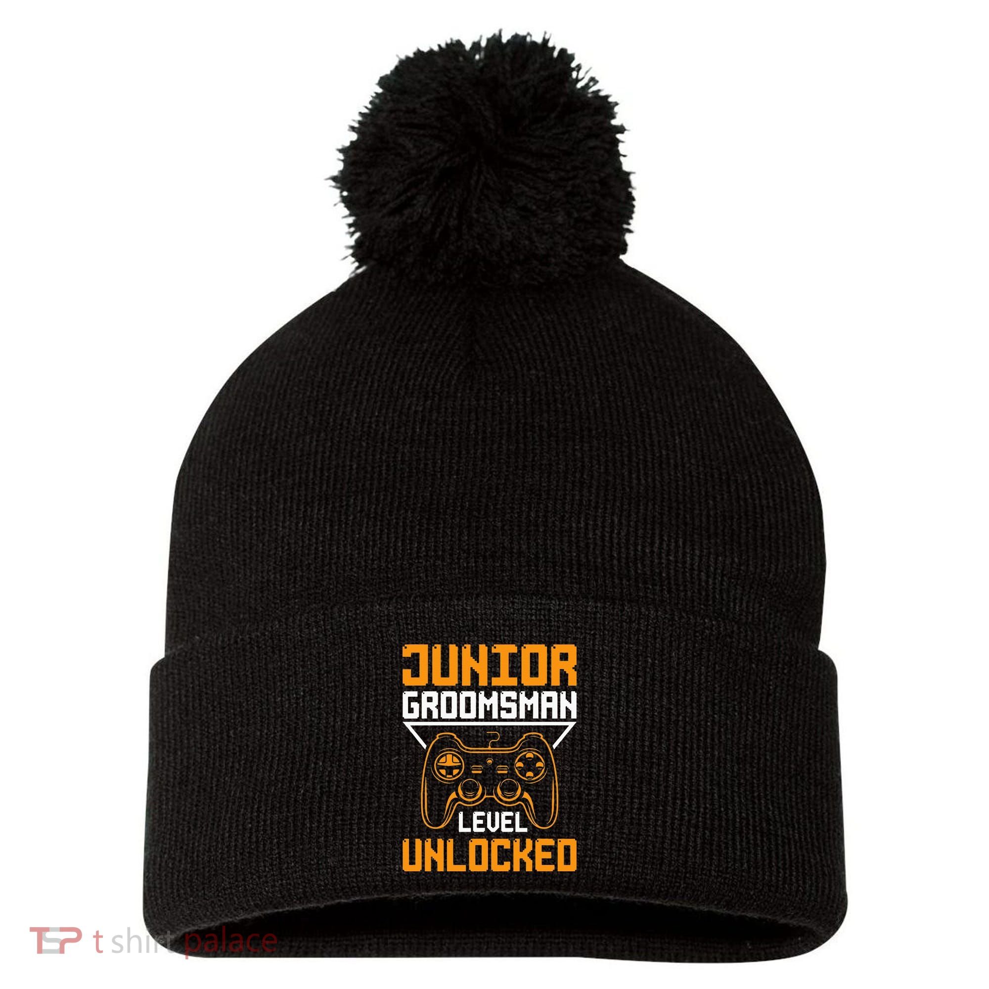 Cute Junior Groomsman Gaming Wedding Party Jr Gift Pom Pom 12in Knit Beanie