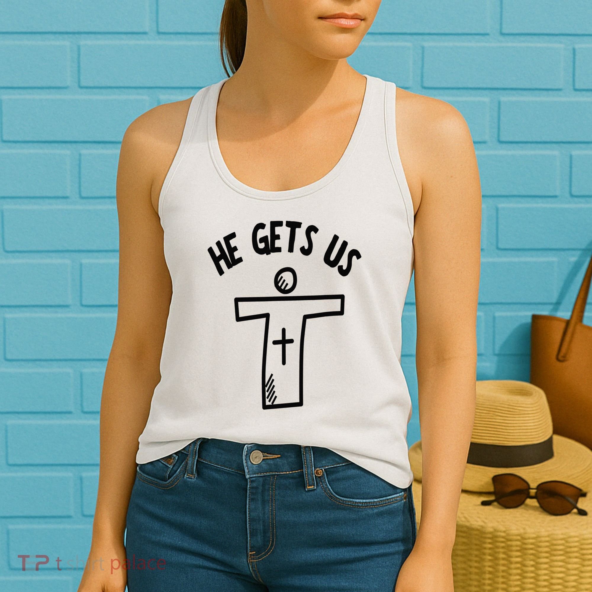 Christian JESUS HE GETS US Women's Tank Top