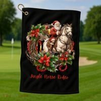 Christmas Jingle Horse Rodeo Winter Funny S Gift Golf Towel thumb 1