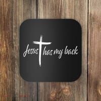 Cross Jesus Has My Back Christian Worshiper Religious Saying Coaster thumb 0