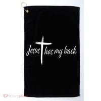 Cross Jesus Has My Back Christian Worshiper Religious Saying Golf Towel thumb 0