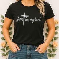 Cross Jesus Has My Back Christian Worshiper Religious Saying Women's T-Shirt thumb 2
