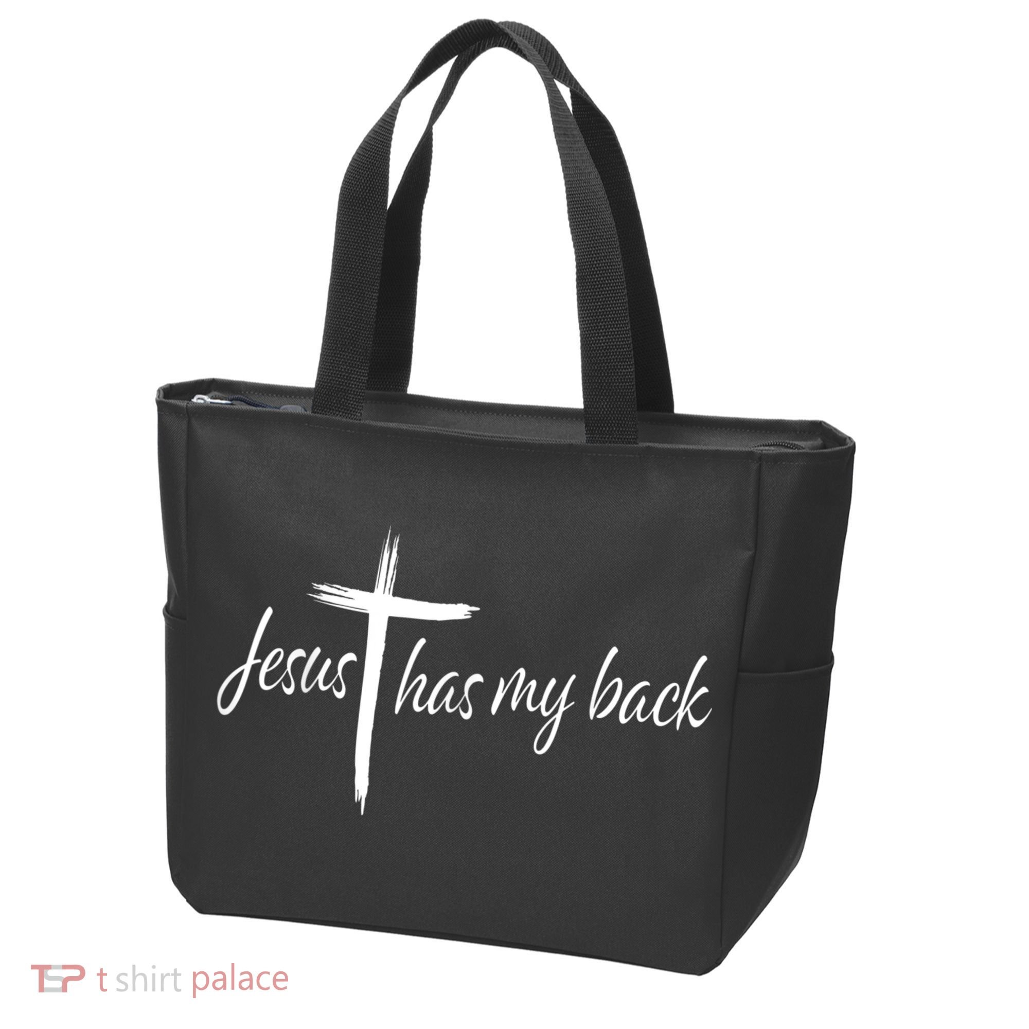 Cross Jesus Has My Back Christian Worshiper Religious Saying Tote Bag