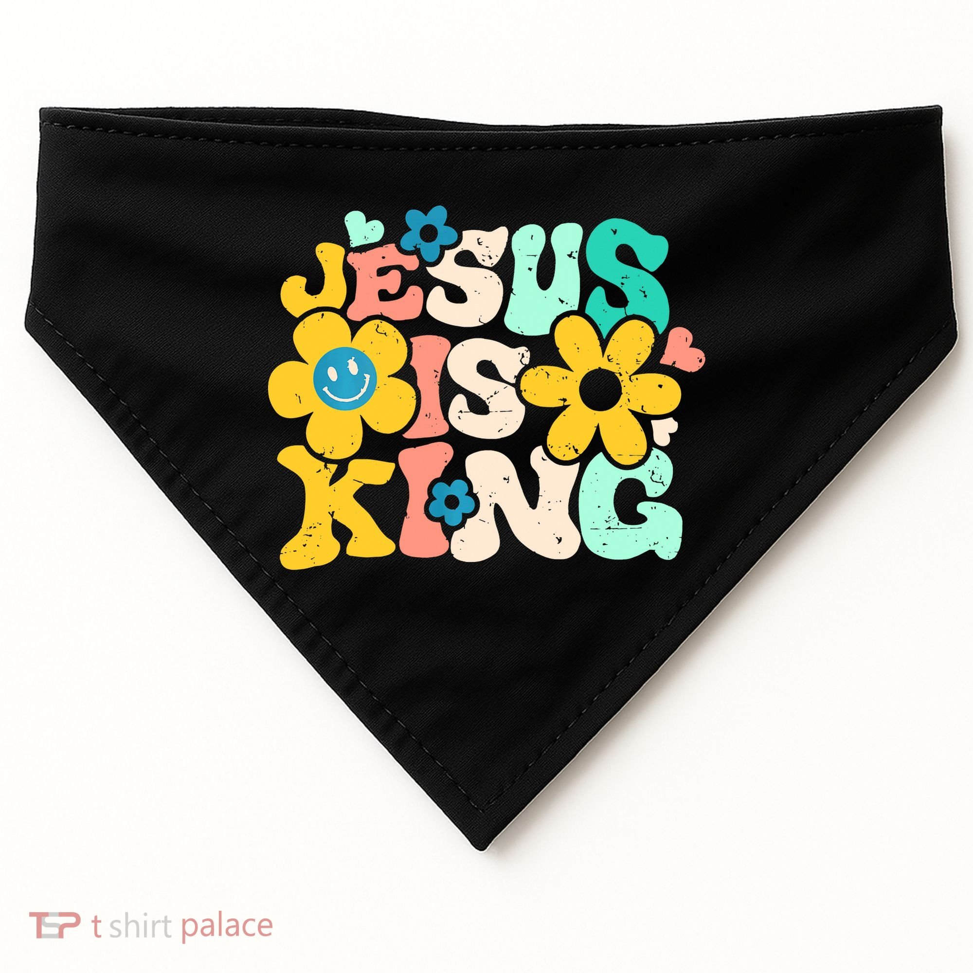 Christian Jesus Is King Aesthetic Groovy USA-Made Doggie Bandana