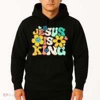 Christian Jesus Is King Aesthetic Groovy Hoodie thumb 2