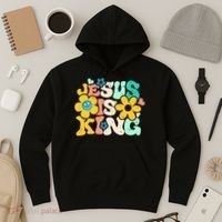 Christian Jesus Is King Aesthetic Groovy Hoodie thumb 3