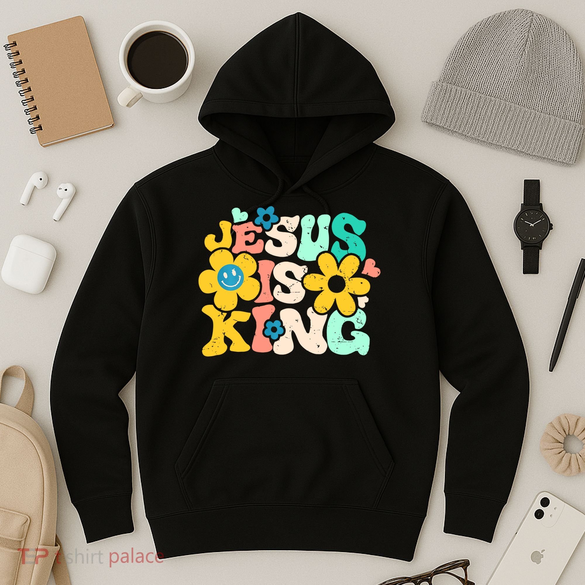 Christian Jesus Is King Aesthetic Groovy Hoodie