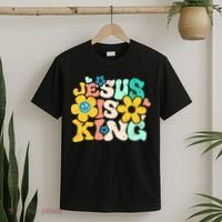 Christian Jesus Is King Aesthetic Groovy T-Shirt thumb 2