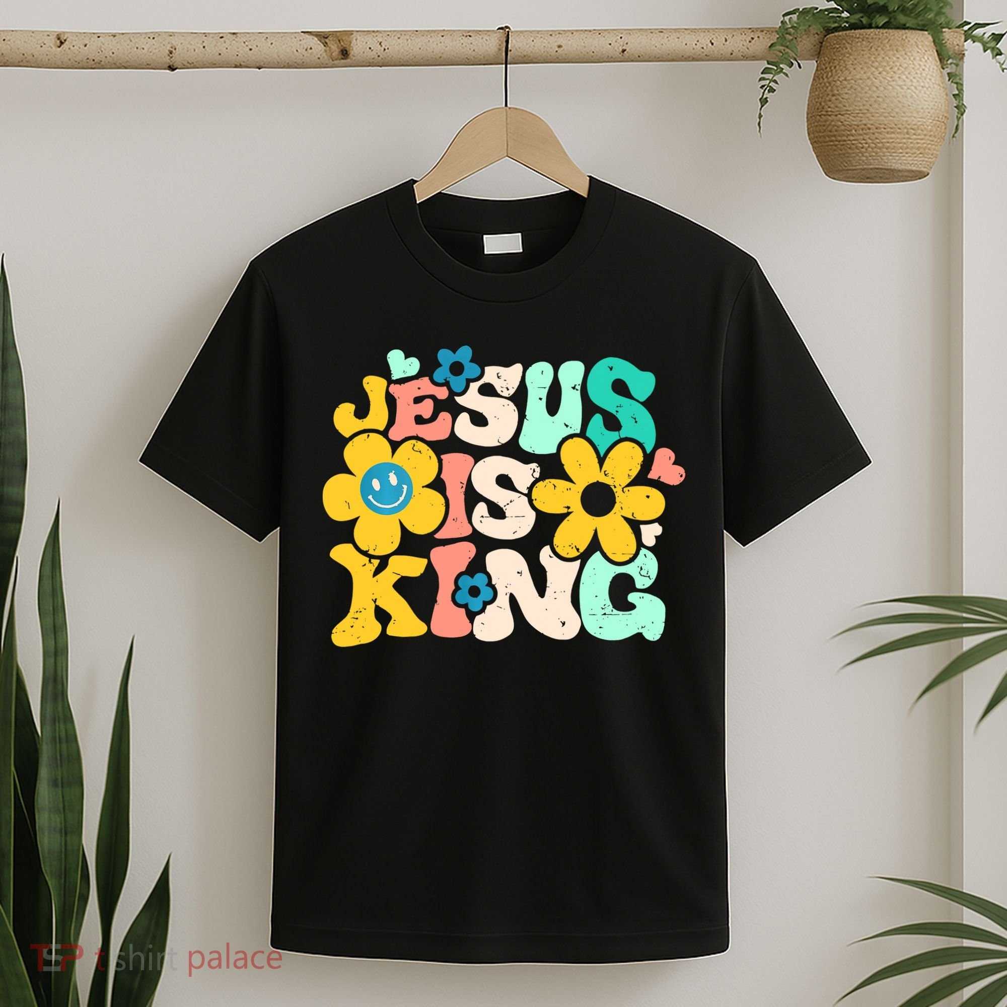 Christian Jesus Is King Aesthetic Groovy T-Shirt