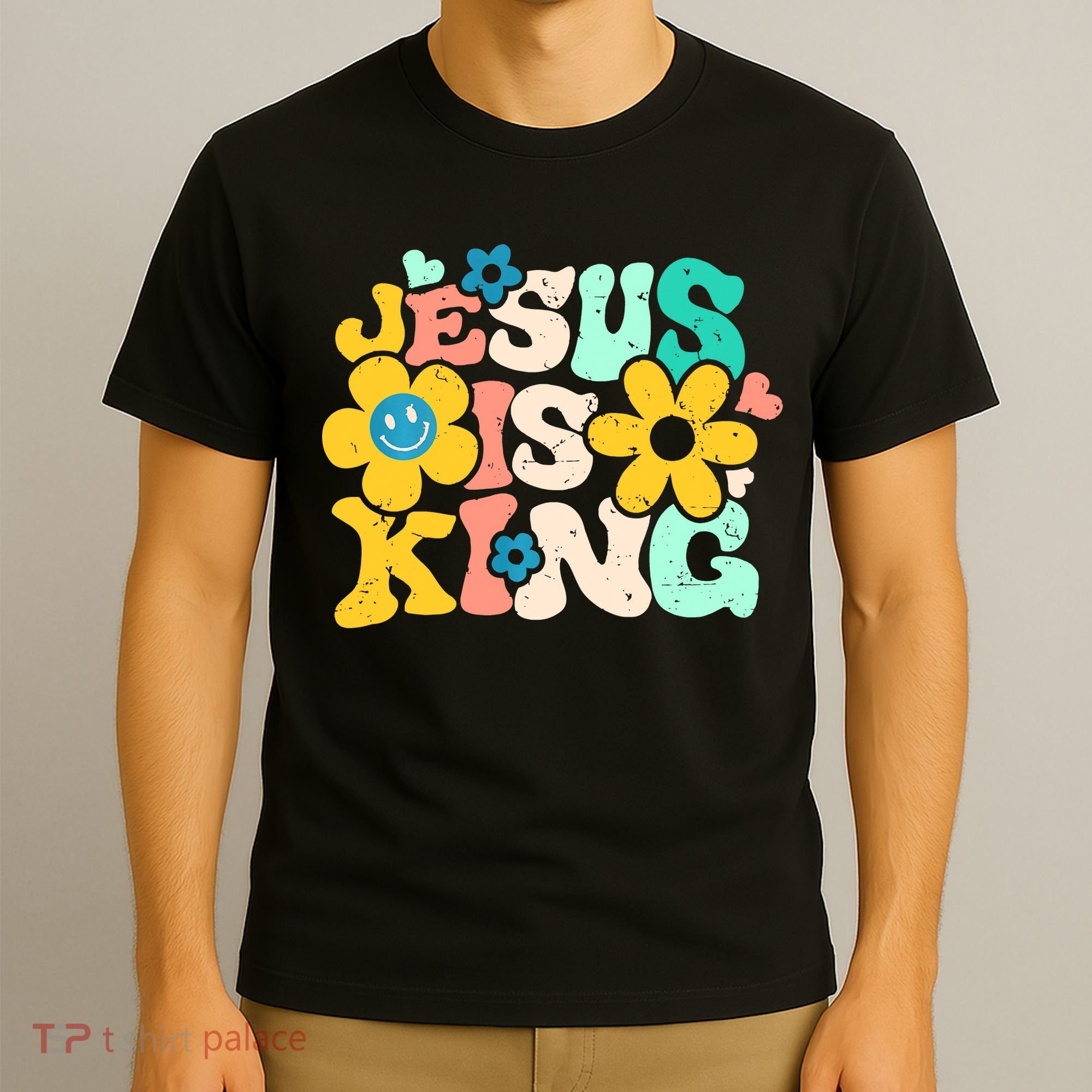 Christian Jesus Is King Aesthetic Groovy T-Shirt