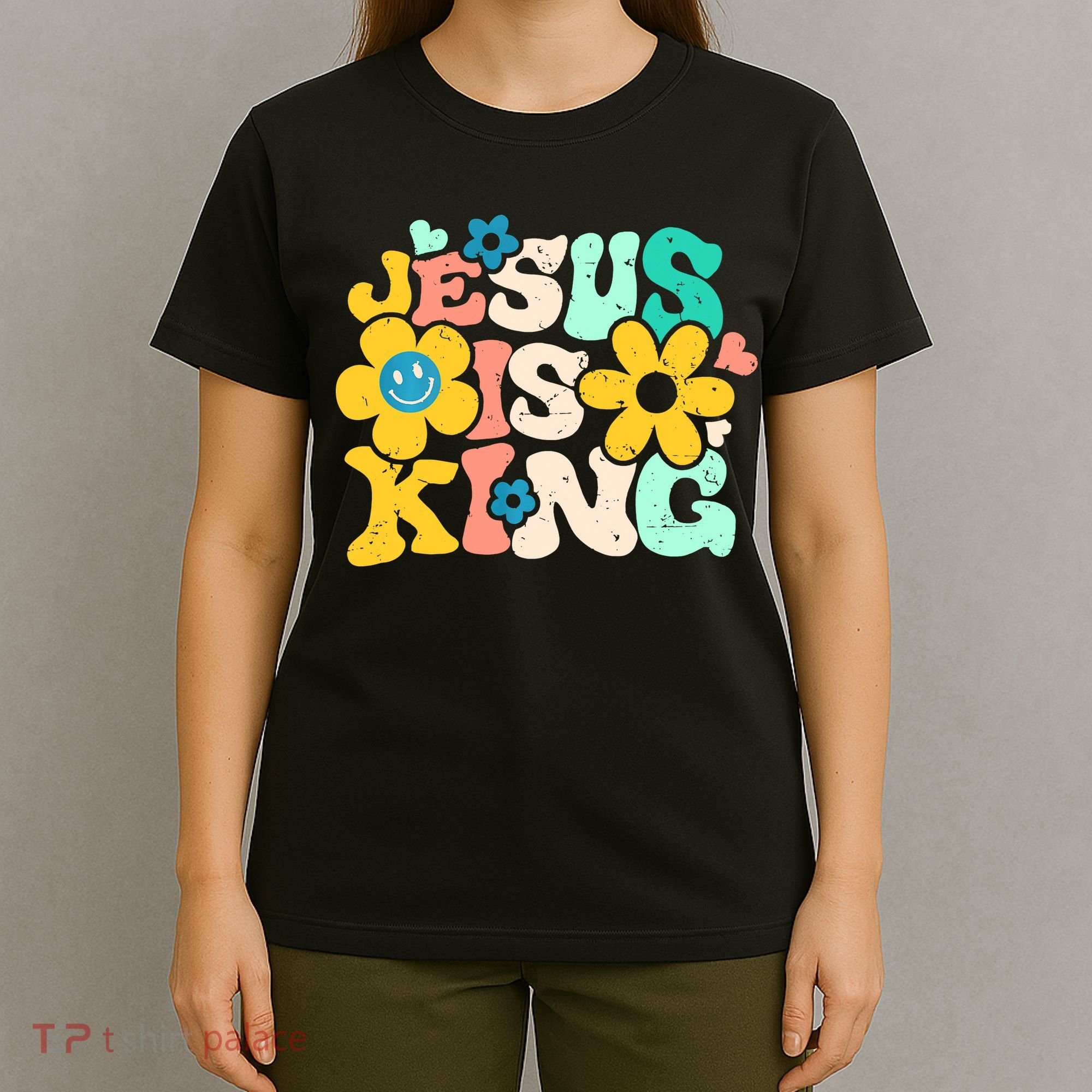 Christian Jesus Is King Aesthetic Groovy T-Shirt