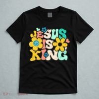 Christian Jesus Is King Aesthetic Groovy T-Shirt thumb 5