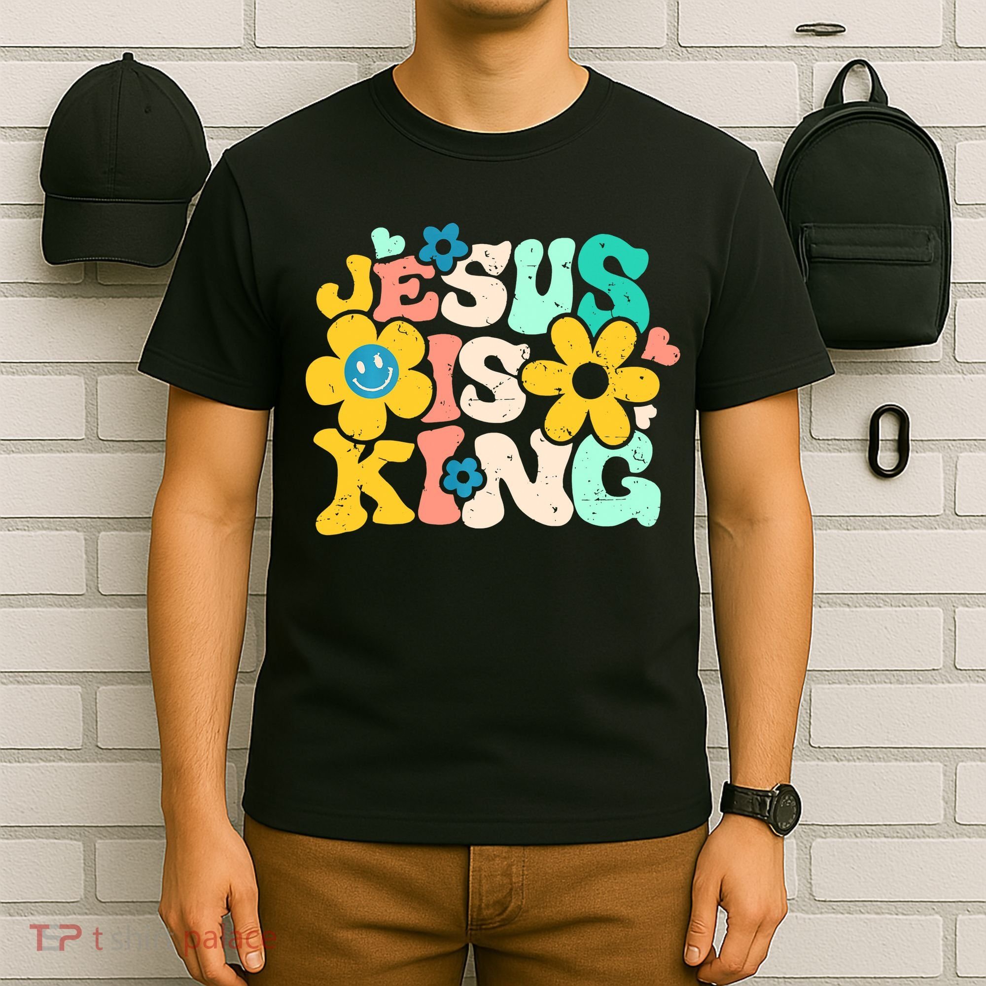 Christian Jesus Is King Aesthetic Groovy T-Shirt