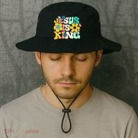 Christian Jesus Is King Aesthetic Groovy Bucket Hat thumb 2