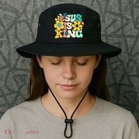 Christian Jesus Is King Aesthetic Groovy Bucket Hat thumb 3