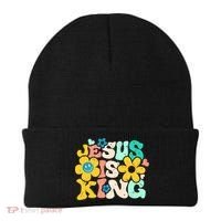 Christian Jesus Is King Aesthetic Groovy Beanie thumb 0