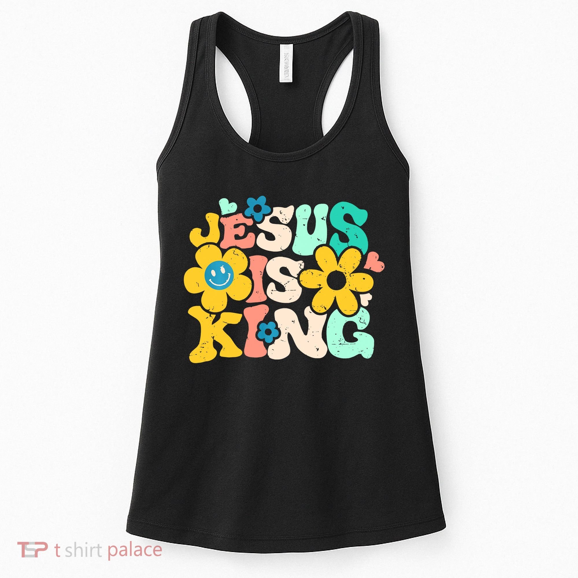 Christian Jesus Is King Aesthetic Groovy Women's Tank Top