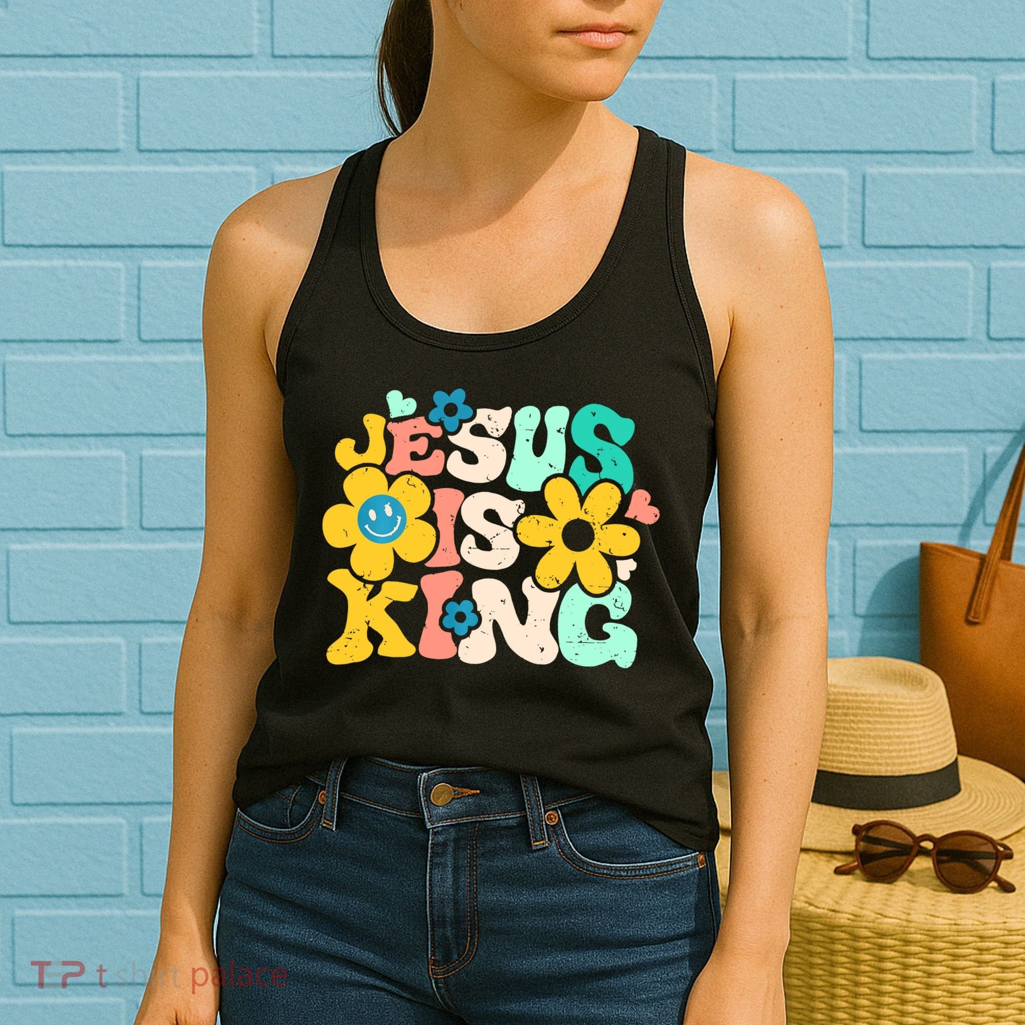 Christian Jesus Is King Aesthetic Groovy Women's Tank Top