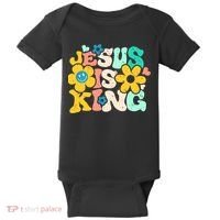 Christian Jesus Is King Aesthetic Groovy Baby Bodysuit thumb 0