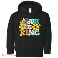 Christian Jesus Is King Aesthetic Groovy Toddler Hoodie thumb 0