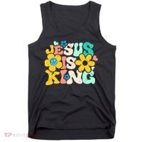 Christian Jesus Is King Aesthetic Groovy Tank Top thumb 0