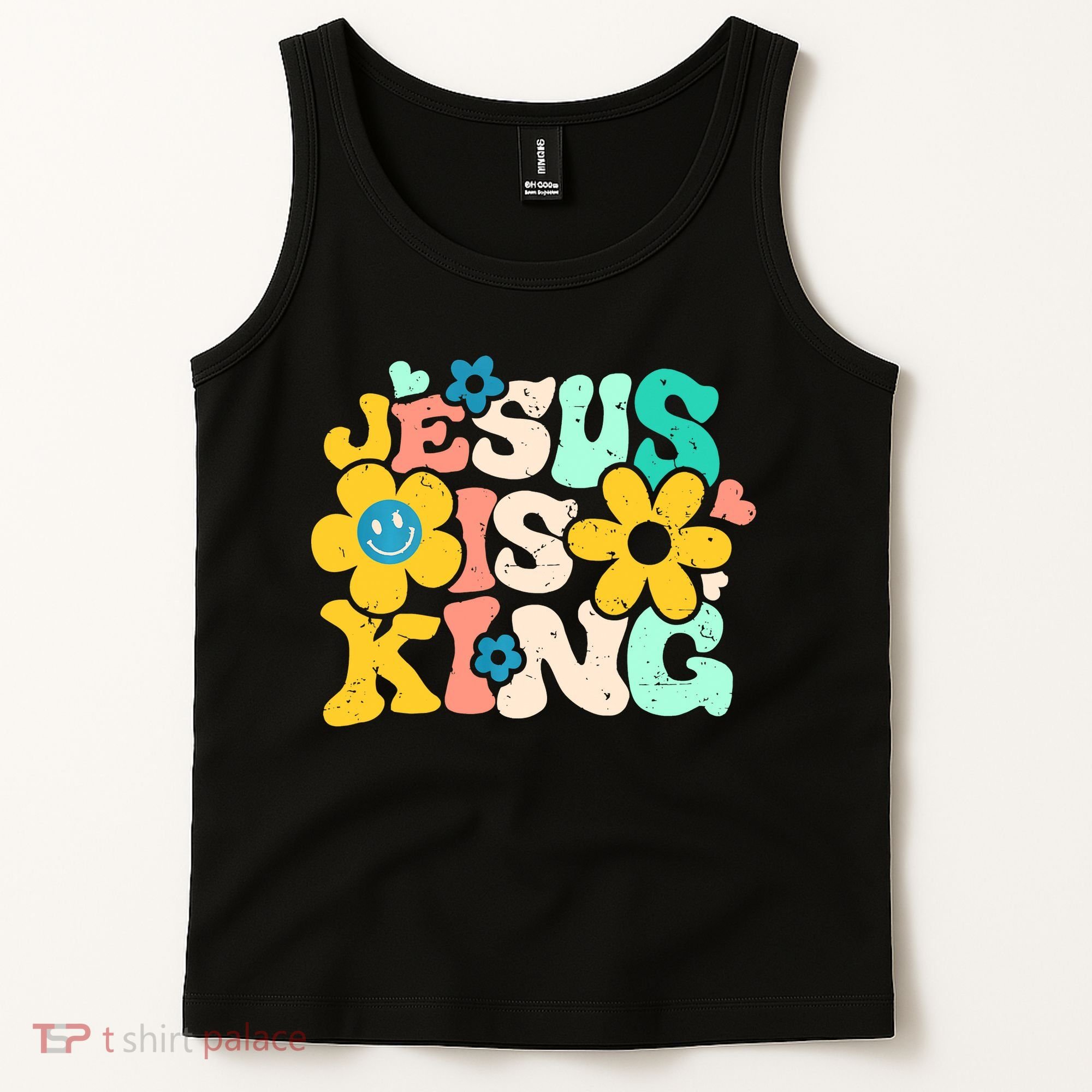 Christian Jesus Is King Aesthetic Groovy Tank Top