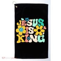 Christian Jesus Is King Aesthetic Groovy Golf Towel thumb 0